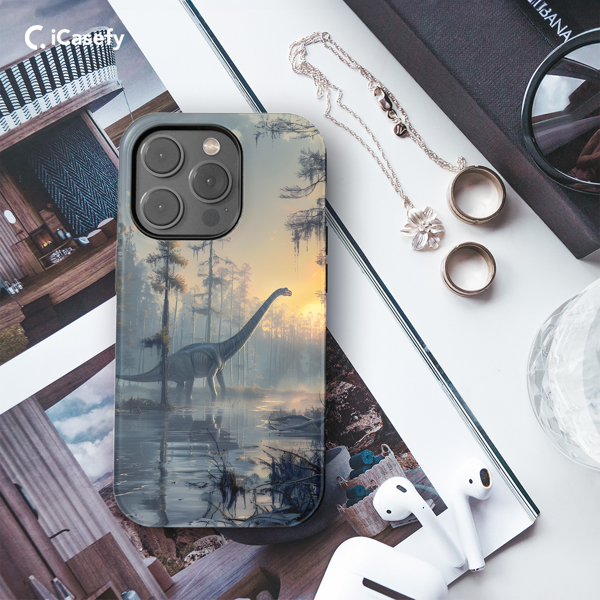 Sauropod Dinosaur in Nature Phone Case iPhone Samsung Cover Pixel 1112 - Image 3