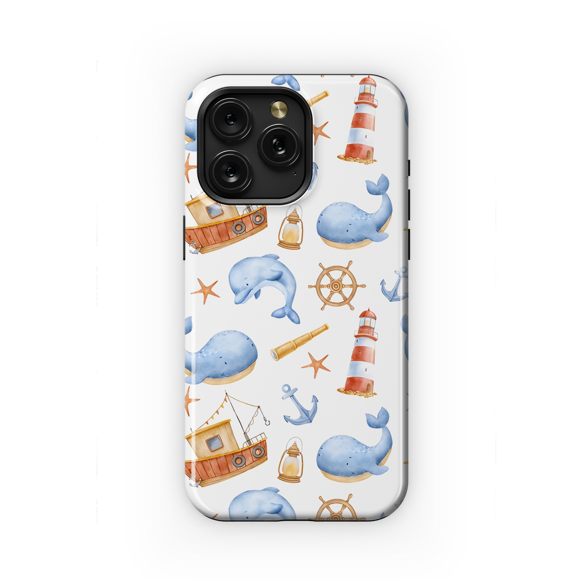 Sea Animals Boat Phone Case iPhone Samsung Cover Pixel 2106 - Image 1