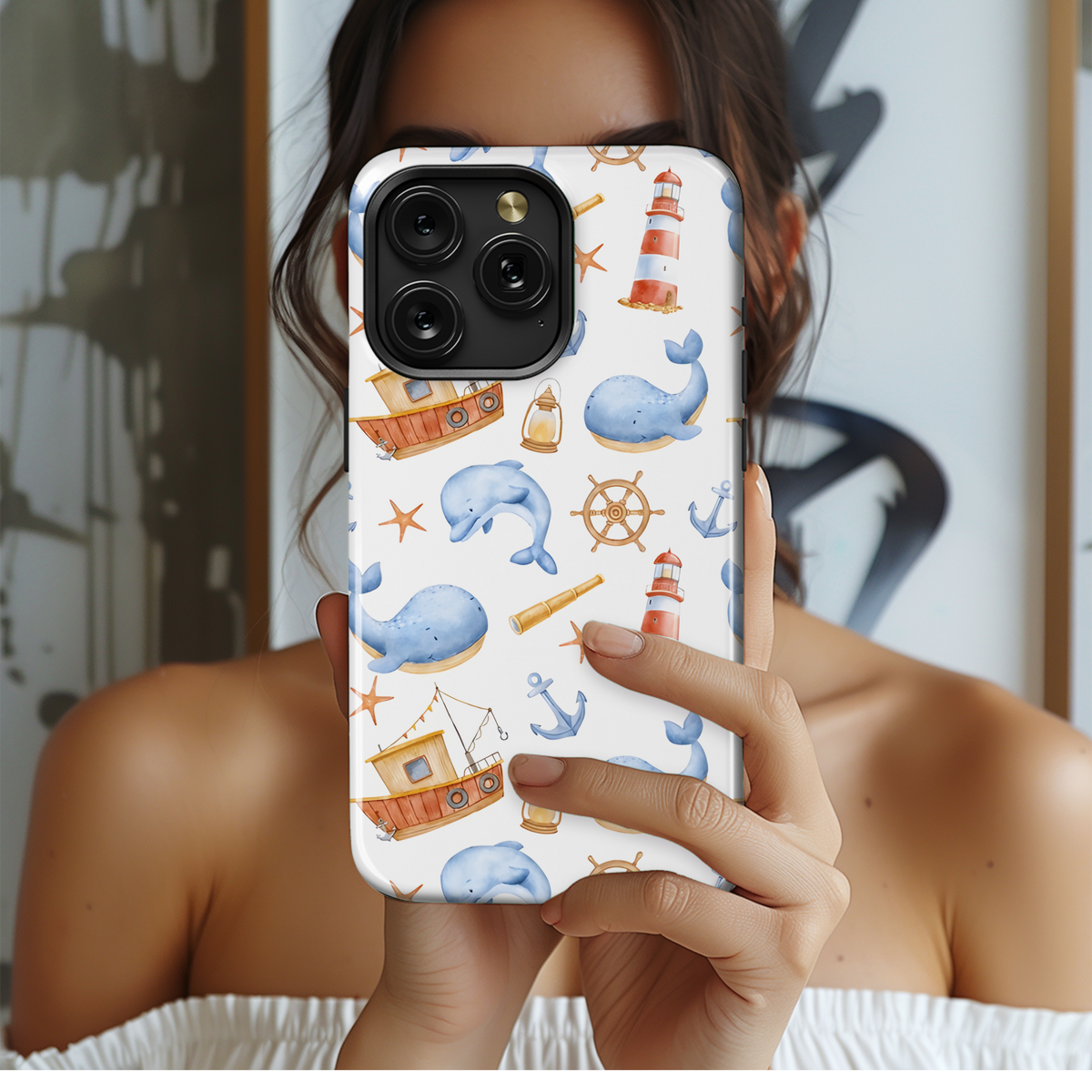 Sea Animals Boat Phone Case iPhone Samsung Cover Pixel 2106 - Image 2