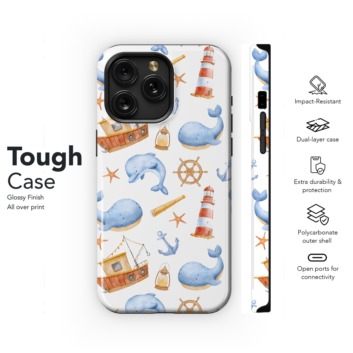 Sea Animals Boat Phone Case iPhone Samsung Cover Pixel 2106 - Image 6