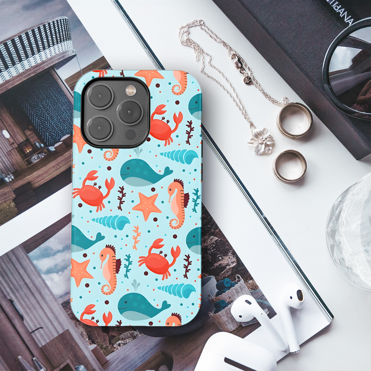 Sea Animals Cartoon Seamless Pattern Phone Case iPhone Samsung Cover Pixel 2325 - Image 3