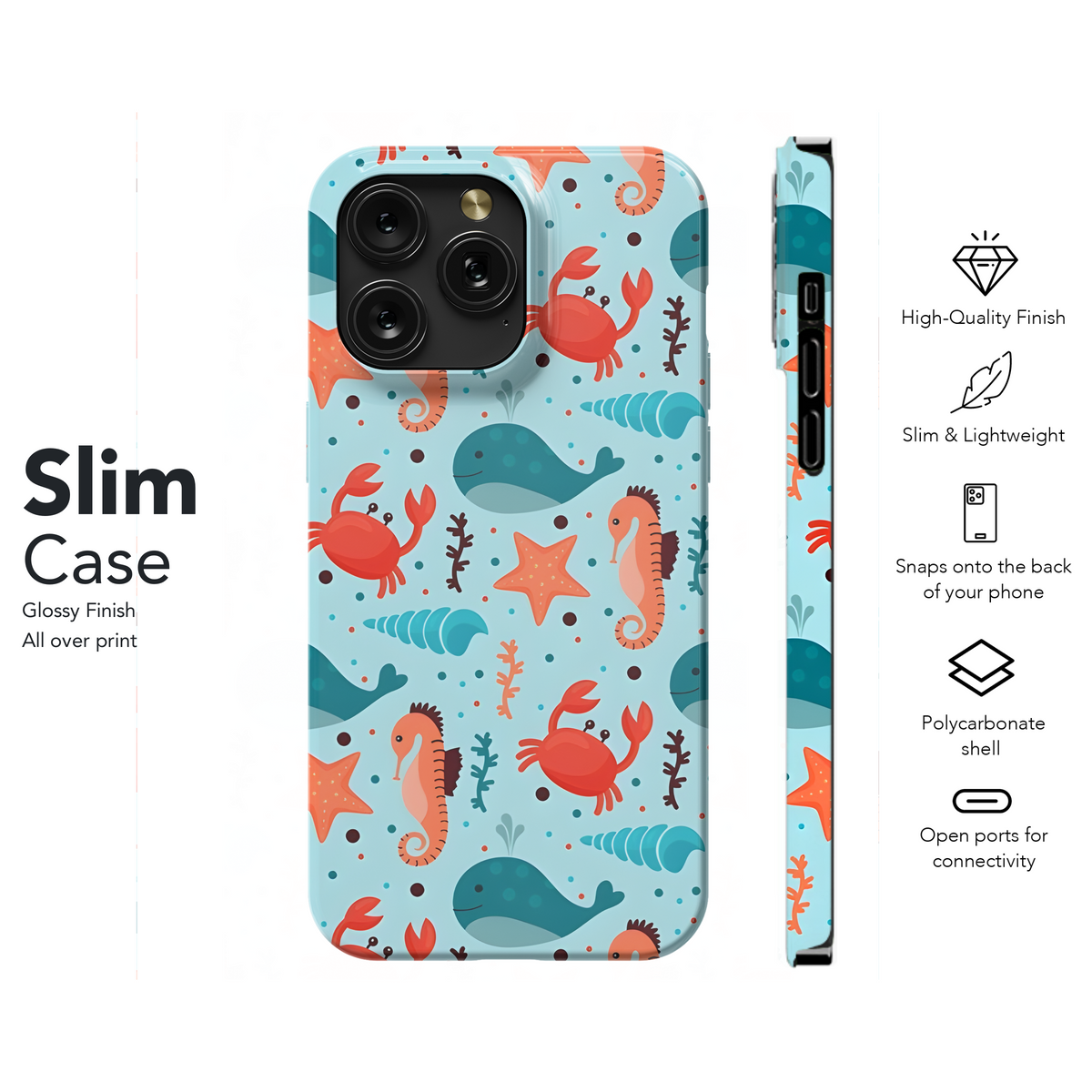 Sea Animals Cartoon Seamless Pattern Phone Case iPhone Samsung Cover Pixel 2325 - Image 7