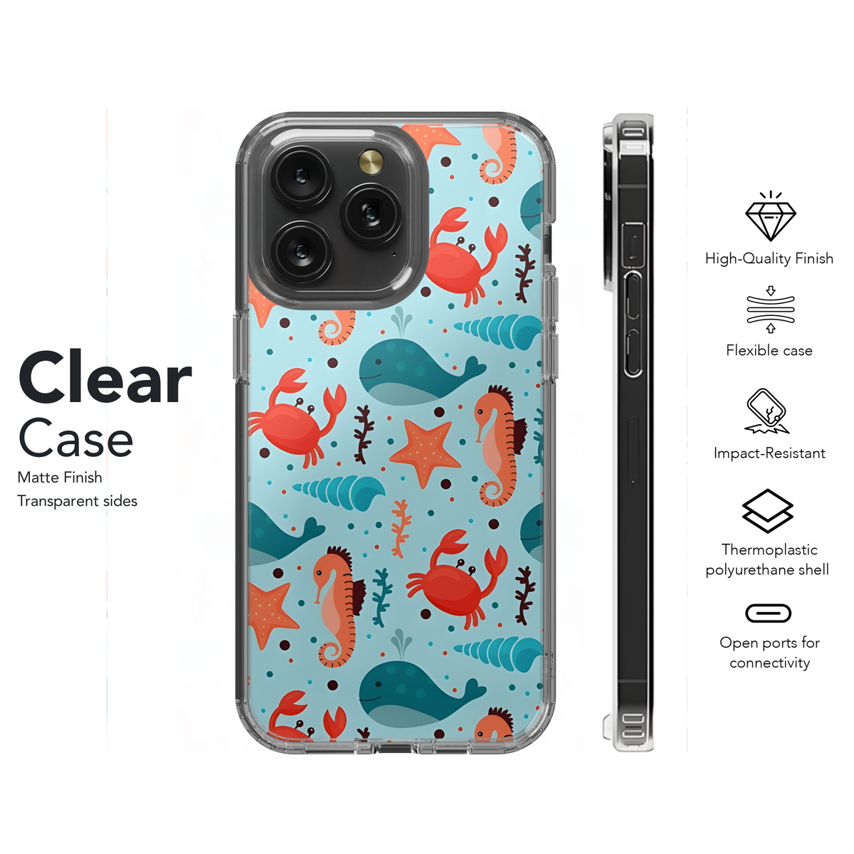 Sea Animals Cartoon Seamless Pattern Phone Case iPhone Samsung Cover Pixel 2325 - Image 8