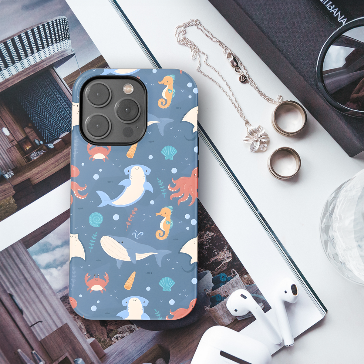 Sea Animals Seamless Pattern Phone Case iPhone Samsung Cover Pixel 2330 - Image 3