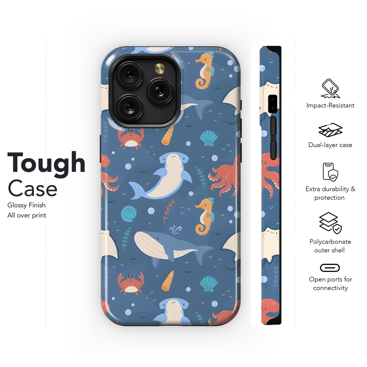 Sea Animals Seamless Pattern Phone Case iPhone Samsung Cover Pixel 2330 - Image 6