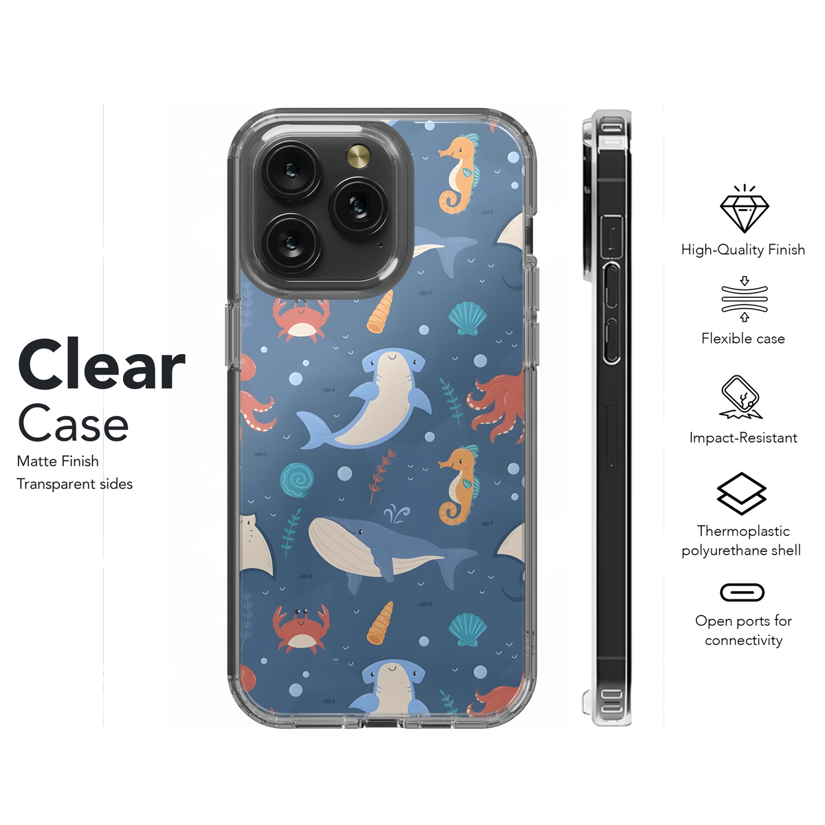 Sea Animals Seamless Pattern Phone Case iPhone Samsung Cover Pixel 2330 - Image 8