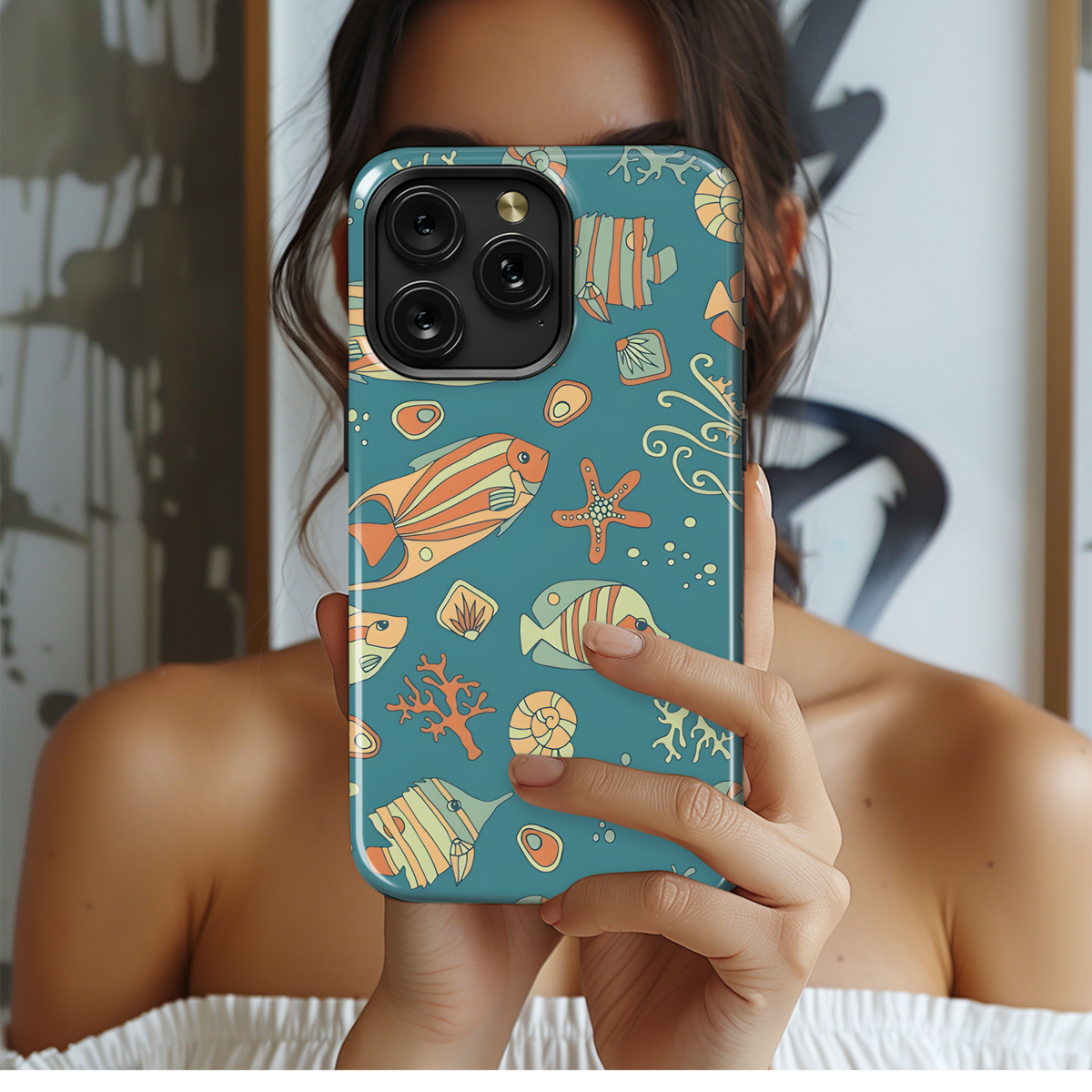 Sea Doodle Fish Kids Phone Case iPhone Samsung Cover Pixel 3272 - Image 2