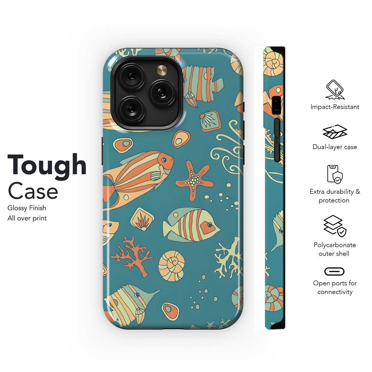 Sea Doodle Fish Kids Phone Case iPhone Samsung Cover Pixel 3272 - Image 6