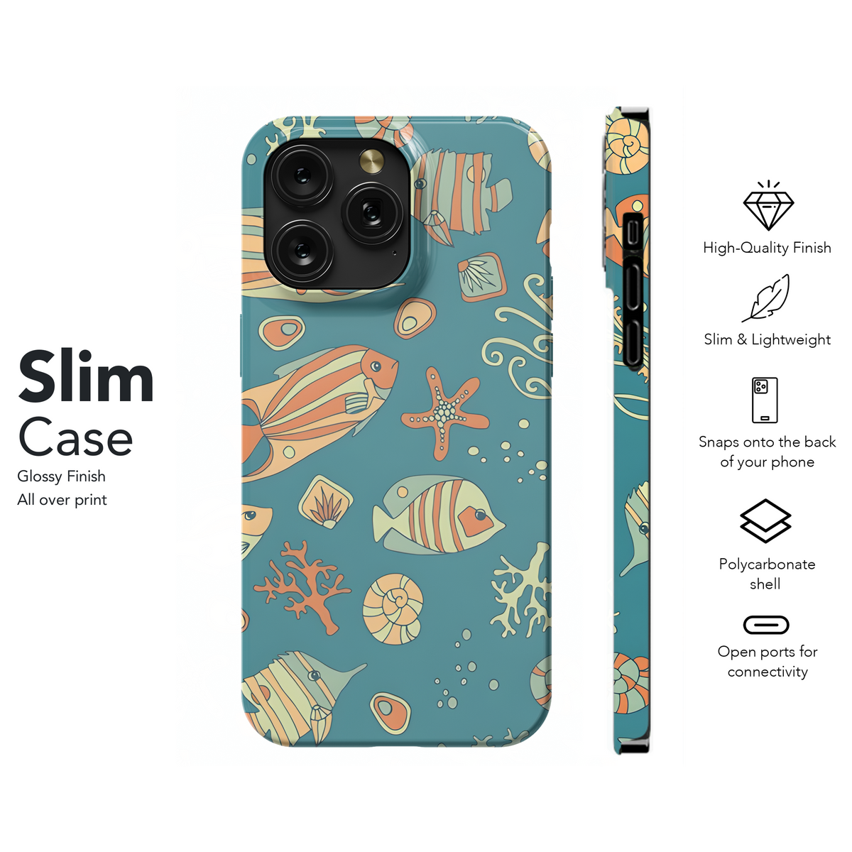 Sea Doodle Fish Kids Phone Case iPhone Samsung Cover Pixel 3272 - Image 7