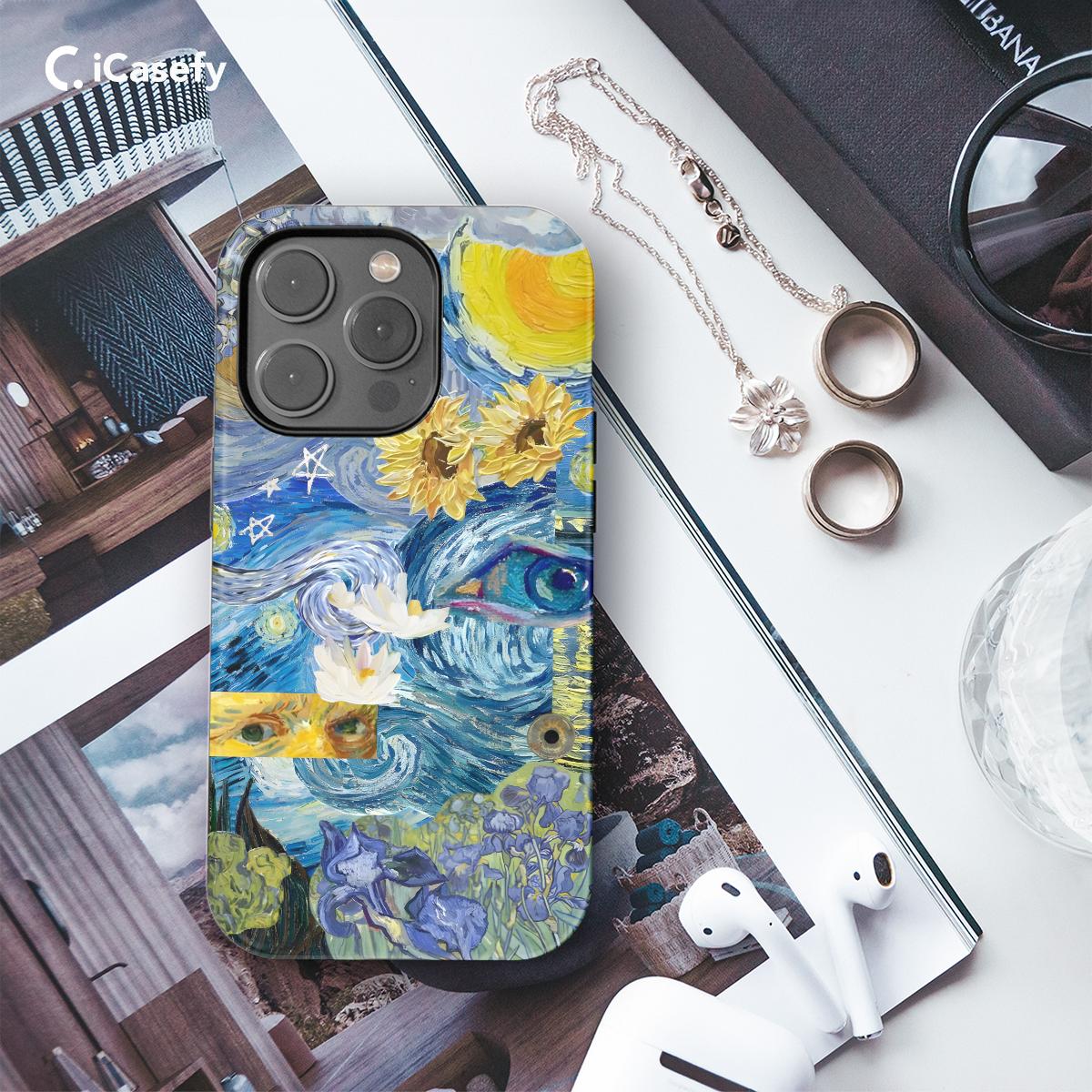 Seamless Aesthetic Collage Vincent Van Gogh Phone Case iPhone Samsung Cover Pixel 1041 - Image 3