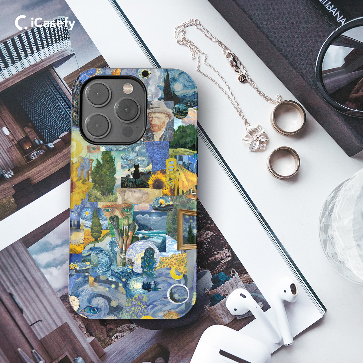 Seamless Aesthetic Collage Vincent Van Gogh Phone Case iPhone Samsung Cover Pixel 1046 - Image 3