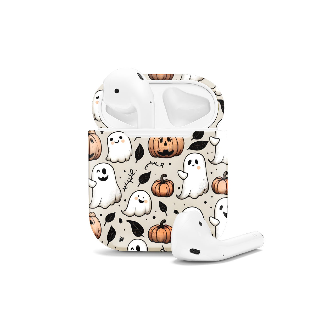 Seamless Aesthetic Halloween Spooky Ghost Pumpkin Fall AirPods Case AirPods Pro AirPods Pro 2 AirPods 3 AirPods 2 Glossy 1029 - Image 1