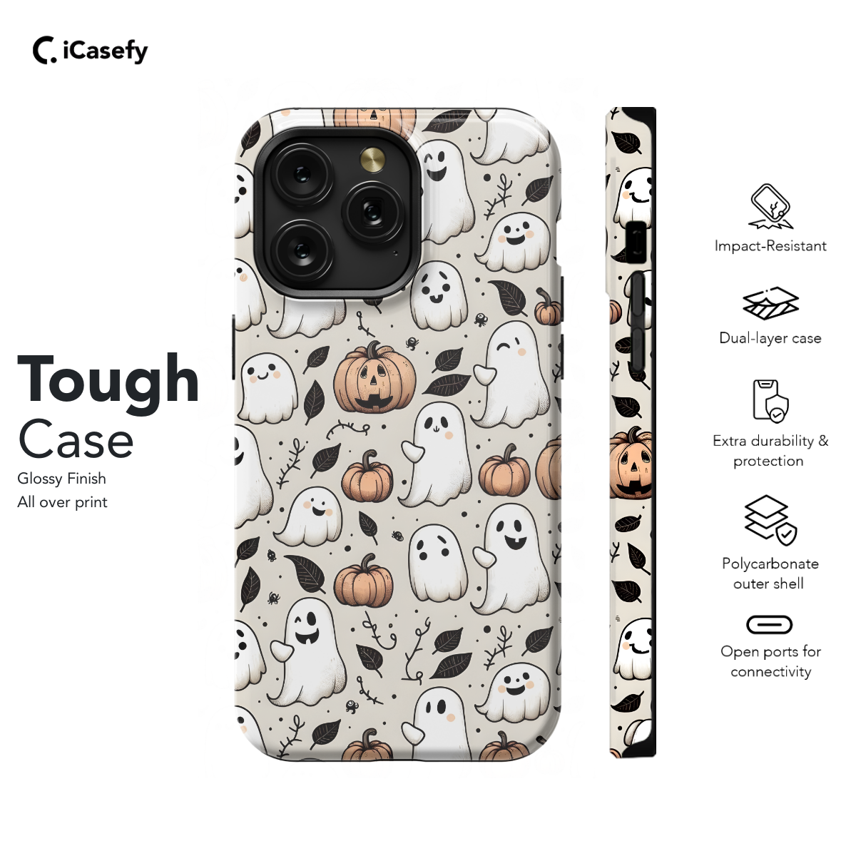 Seamless Aesthetic Halloween Spooky Ghost Pumpkin Fall Phone Case iPhone Samsung Cover Pixel 1029 - Image 5