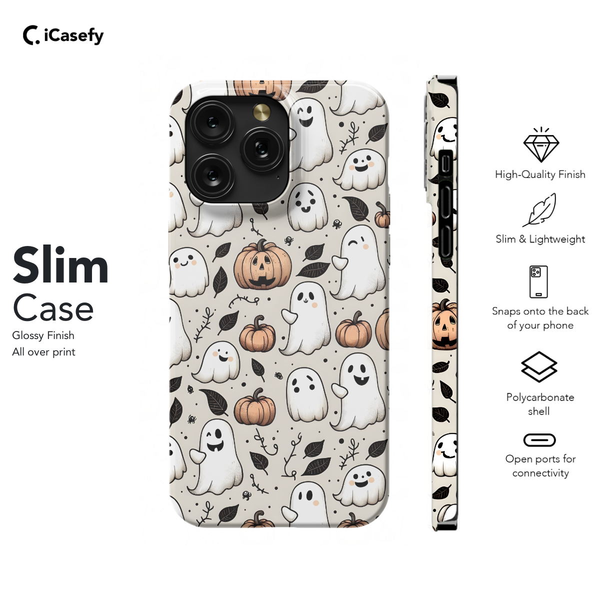 Seamless Aesthetic Halloween Spooky Ghost Pumpkin Fall Phone Case iPhone Samsung Cover Pixel 1029 - Image 6