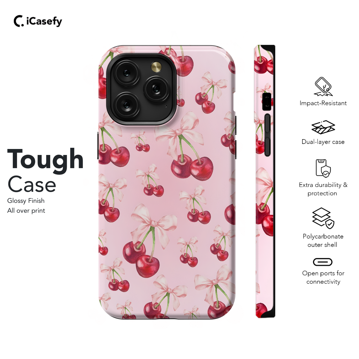 Seamless Aesthetic Pink Cherry Coquette Phone Case iPhone Samsung Cover Pixel 1011 - Image 5