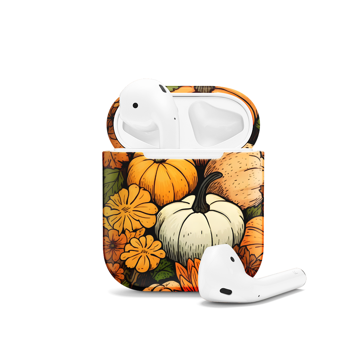 Seamless Autumn Aesthetic Pumpkin AirPods Case AirPods Pro AirPods Pro 2 AirPods 3 AirPods 2 Glossy 1021 - Image 1