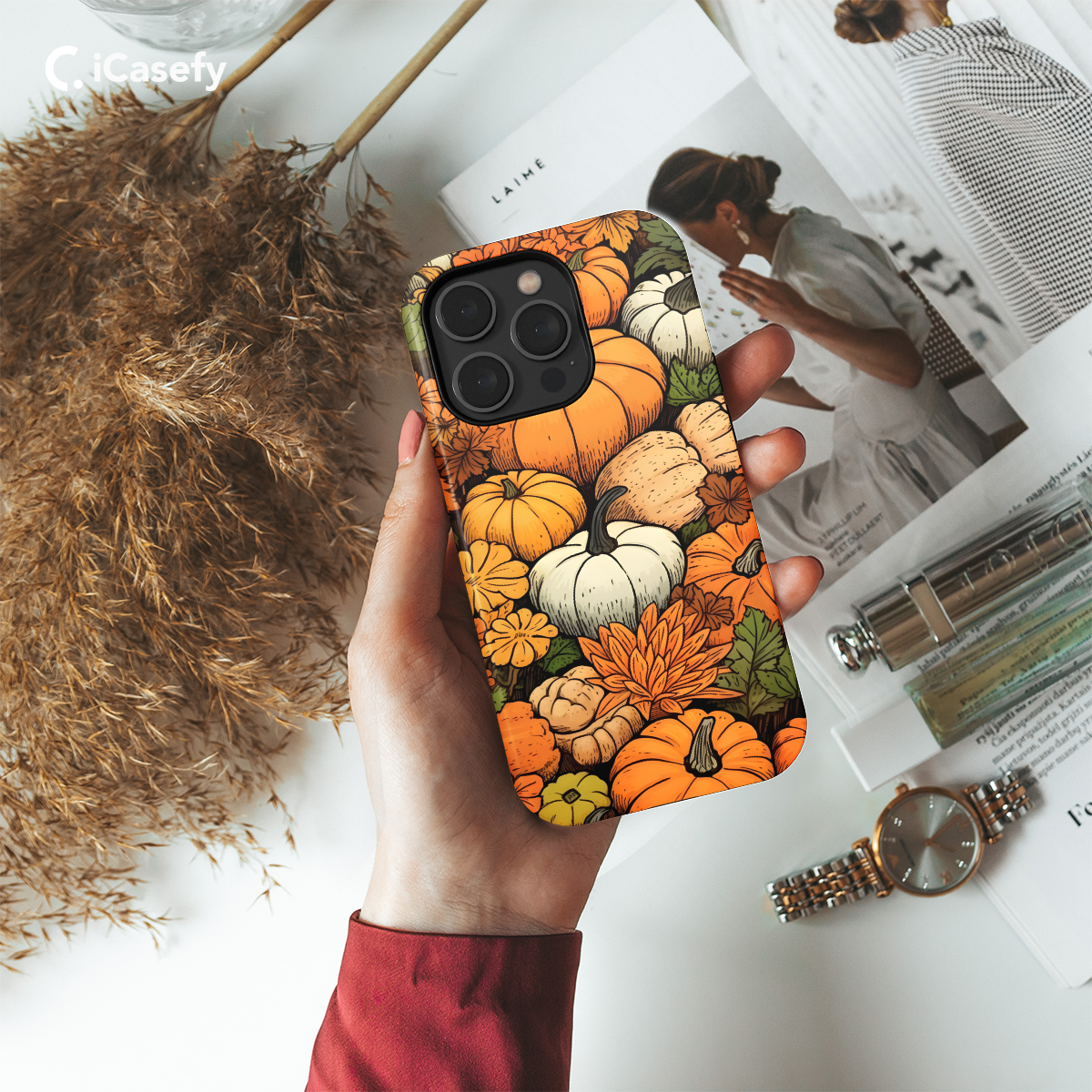 Seamless Autumn Aesthetic Pumpkin Phone Case iPhone Samsung Cover Pixel 1021 - Image 2