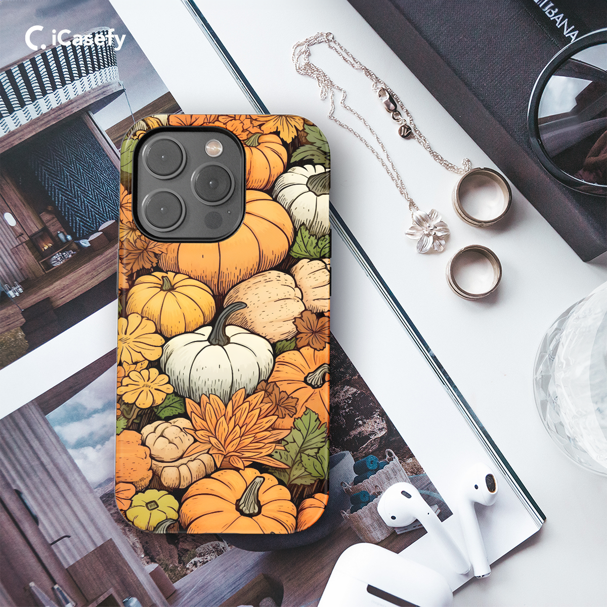 Seamless Autumn Aesthetic Pumpkin Phone Case iPhone Samsung Cover Pixel 1021 - Image 3