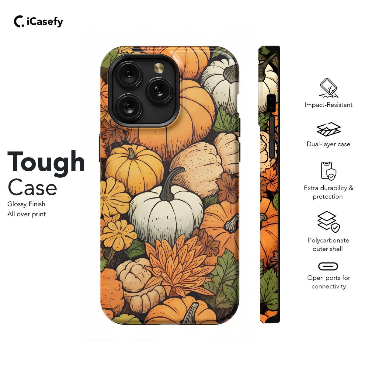 Seamless Autumn Aesthetic Pumpkin Phone Case iPhone Samsung Cover Pixel 1021 - Image 5