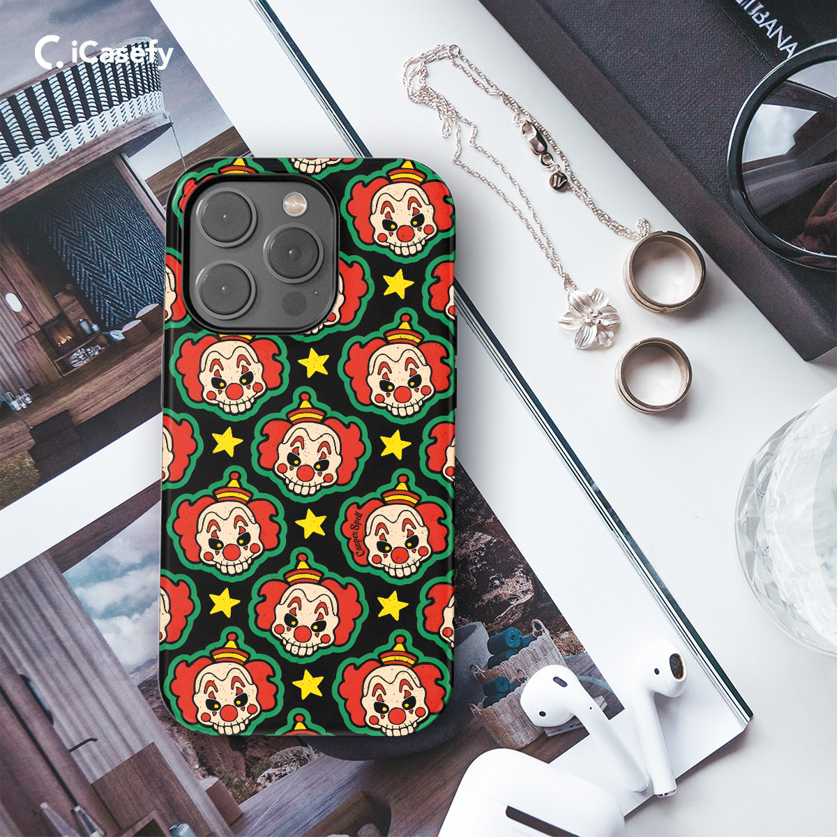 Seamless Clown Skull Evil Phone Case iPhone Samsung Pixel & More 340 - Image 3