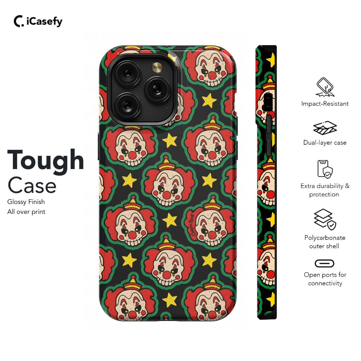 Seamless Clown Skull Evil Phone Case iPhone Samsung Pixel & More 340 - Image 5