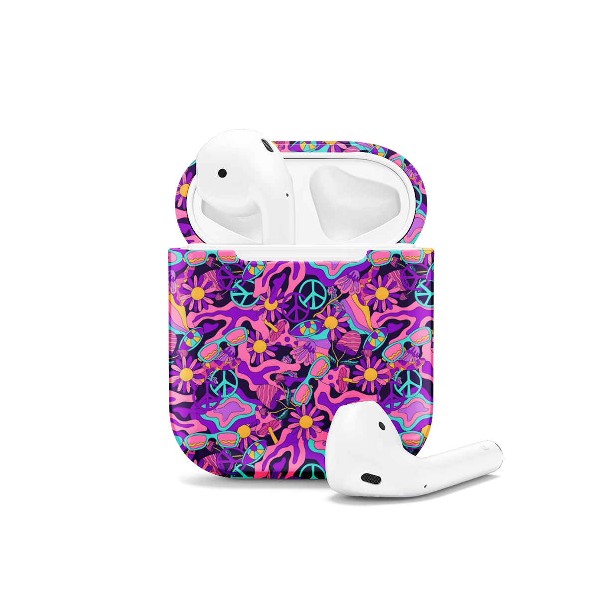 Seamless Colorful Peace Psychedelic AirPods Case AirPods Pro AirPods Pro 2 AirPods 3 AirPods 2 Glossy 1613 - Image 1