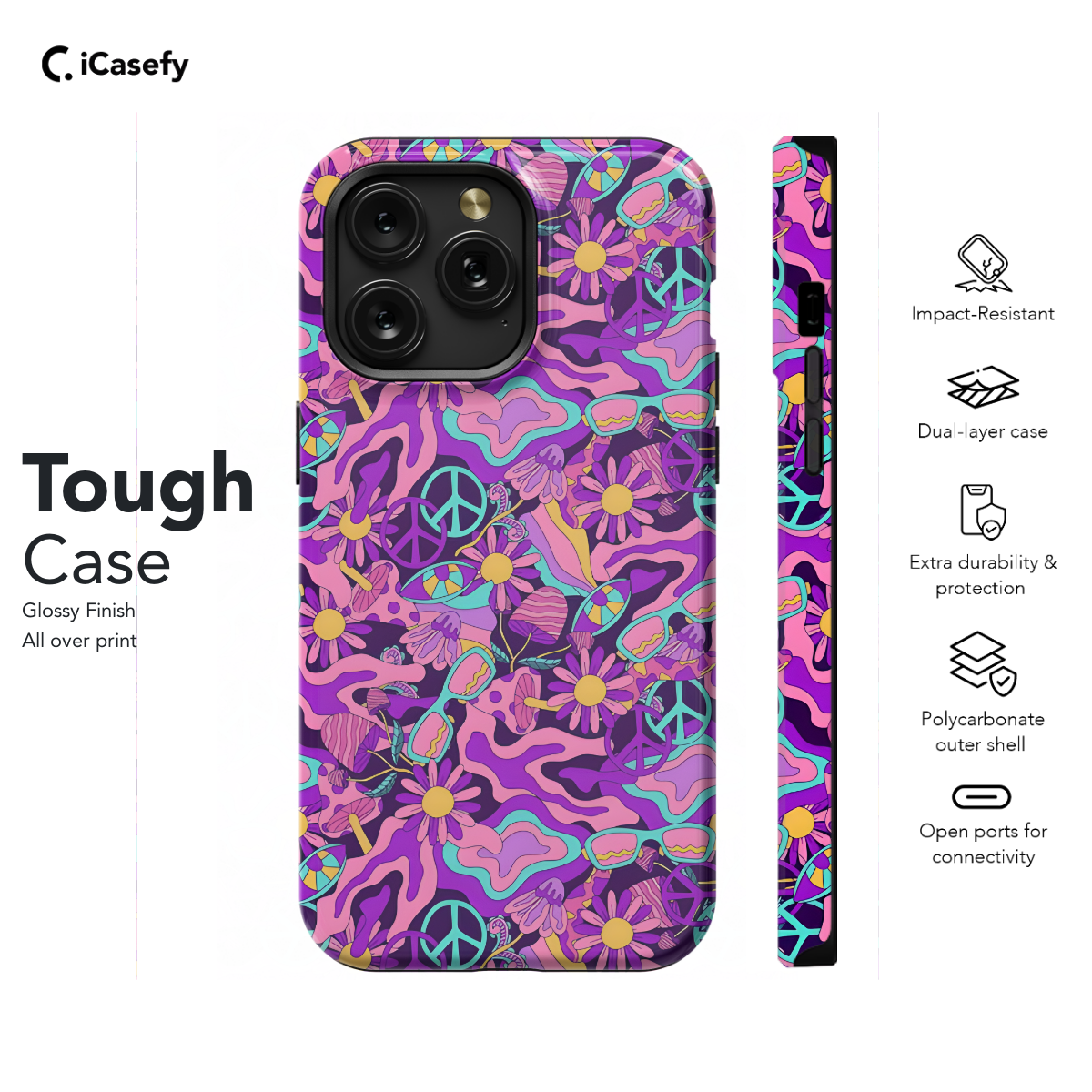 Seamless Colorful Peace Psychedelic Phone Case iPhone Samsung Cover Pixel 1104 - Image 5