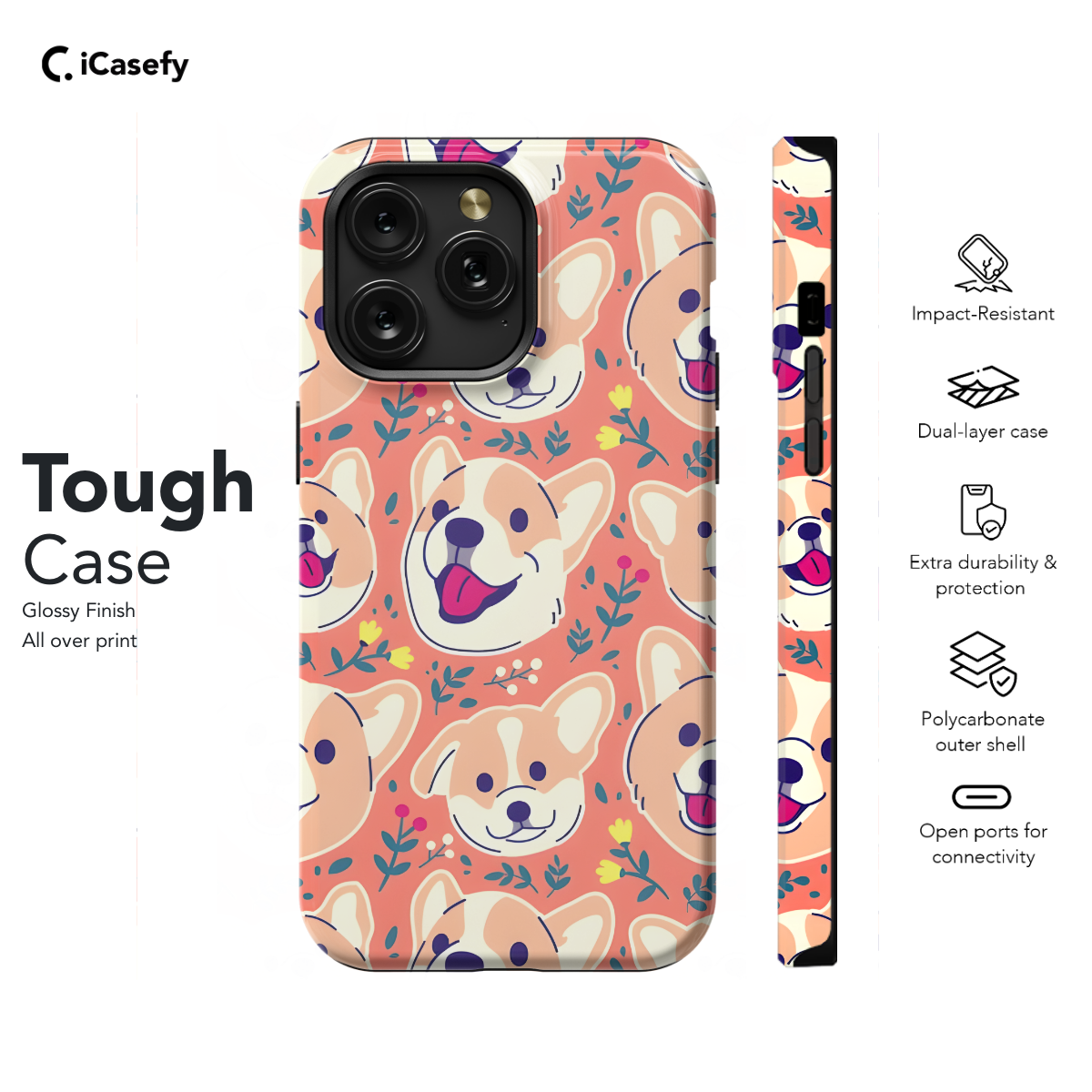 Seamless Cute Dog Corgi Phone Case iPhone Samsung Cover Pixel 1063 - Image 5