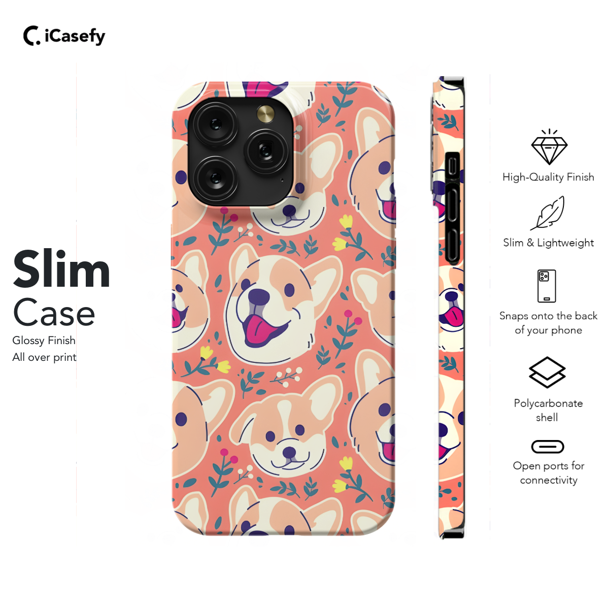 Seamless Cute Dog Corgi Phone Case iPhone Samsung Cover Pixel 1063 - Image 6