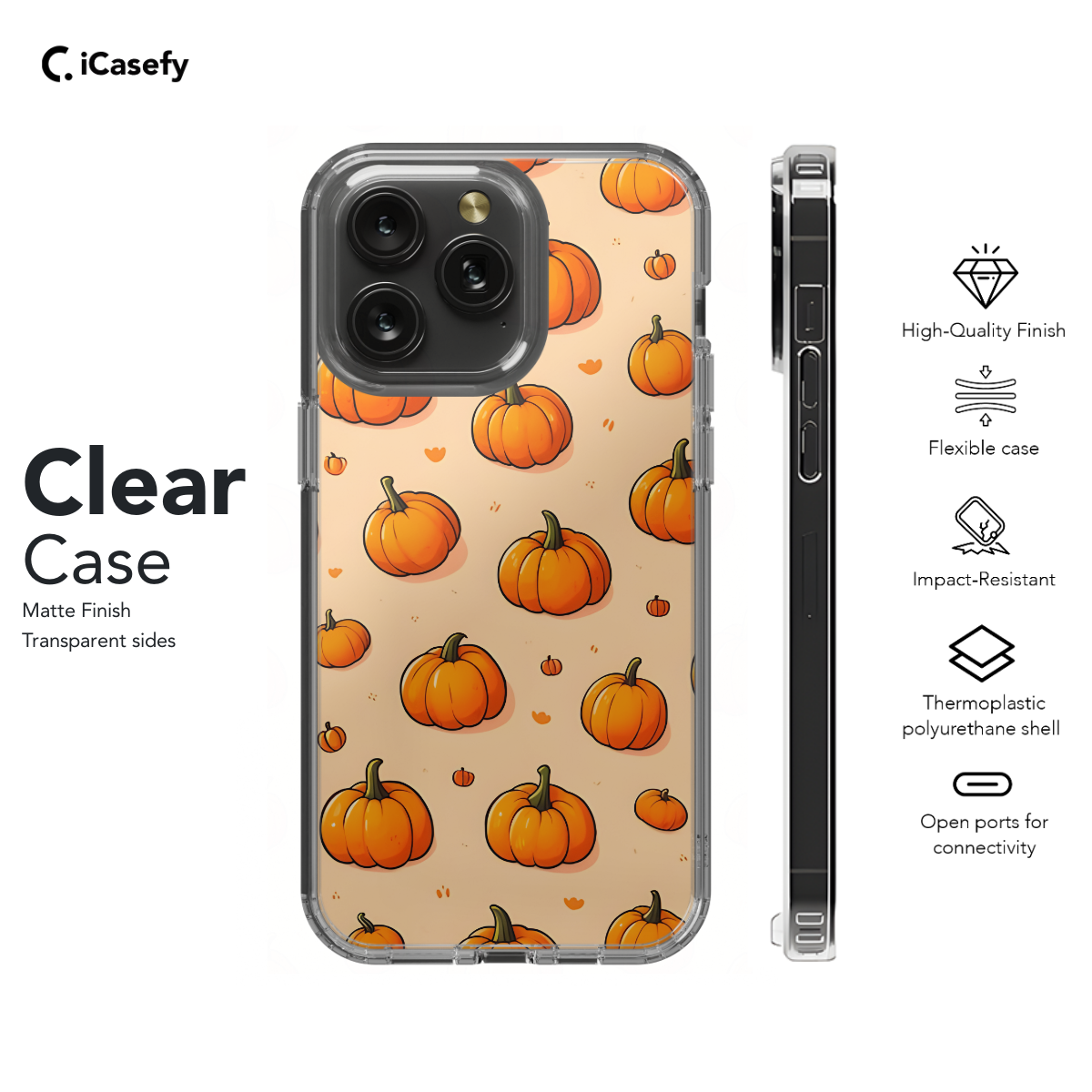 Seamless Cute Orange Pumpkin Phone Case iPhone Samsung Cover Pixel 1078 - Image 7