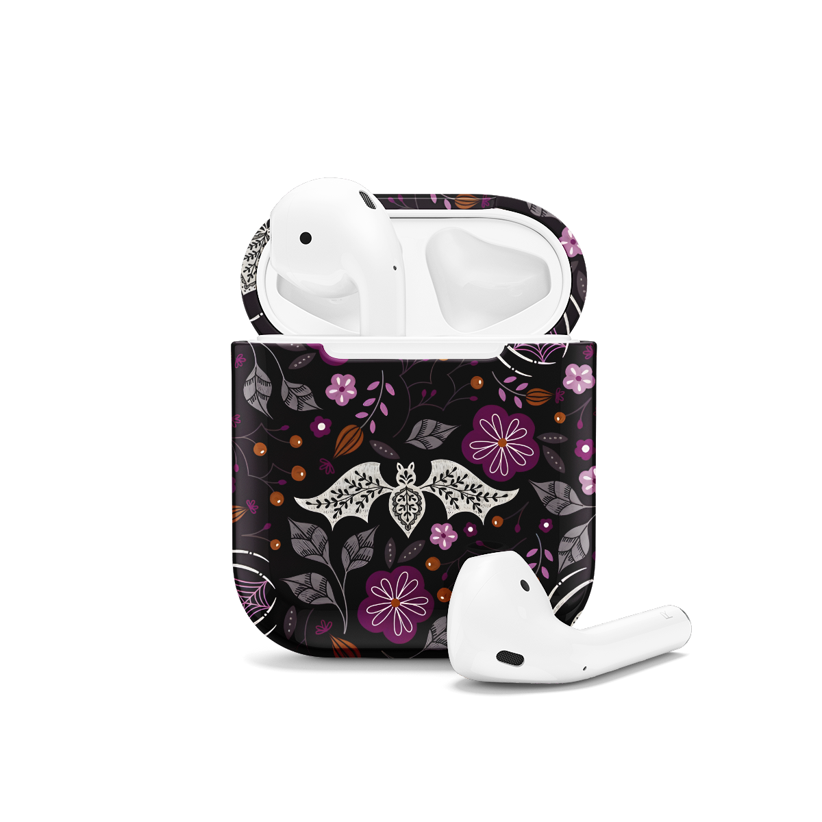 Seamless Floral Spider Web Bat AirPods Case AirPods Pro AirPods Pro 2 AirPods 3 AirPods 2 Glossy 1583 - Image 1