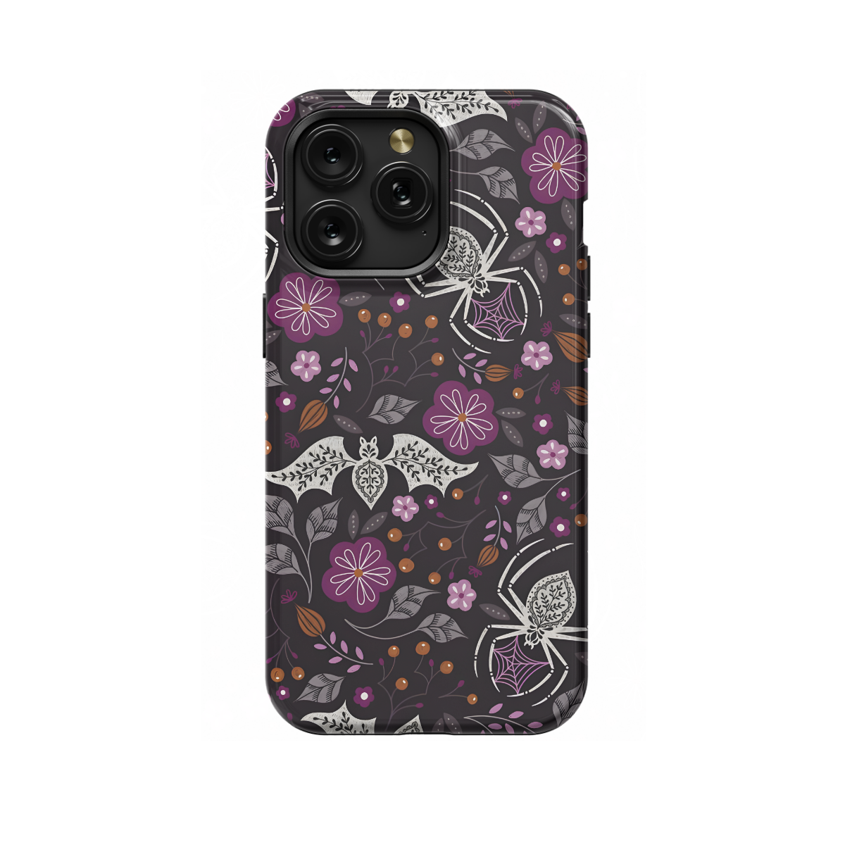 Seamless Floral Spider Web Bat Phone Case iPhone Samsung Cover Pixel 1032 - Image 1