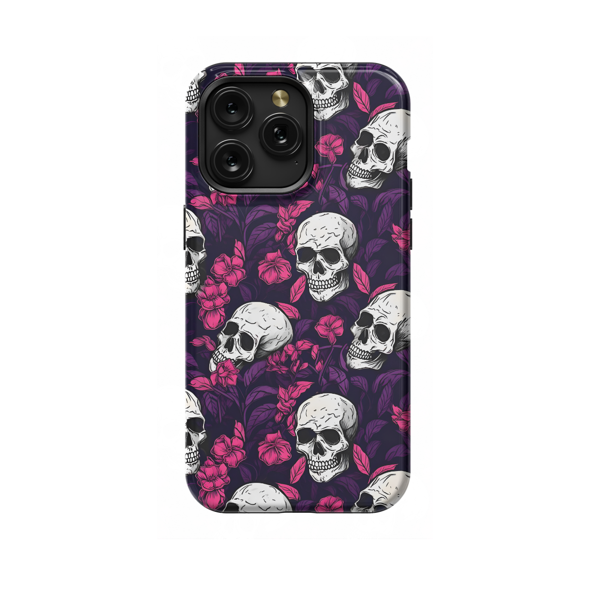 Seamless Flower Skeleton Skull Phone Case iPhone Samsung Pixel & More 342 - Image 1