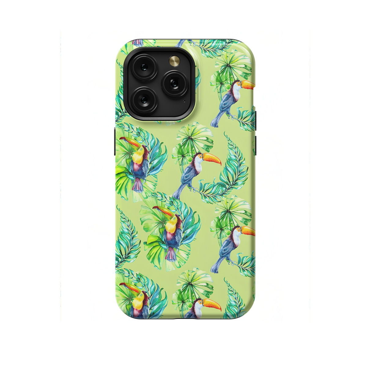 Seamless Green Leaf Bird Toucan Phone Case iPhone Samsung Cover Pixel 1058 - Image 1