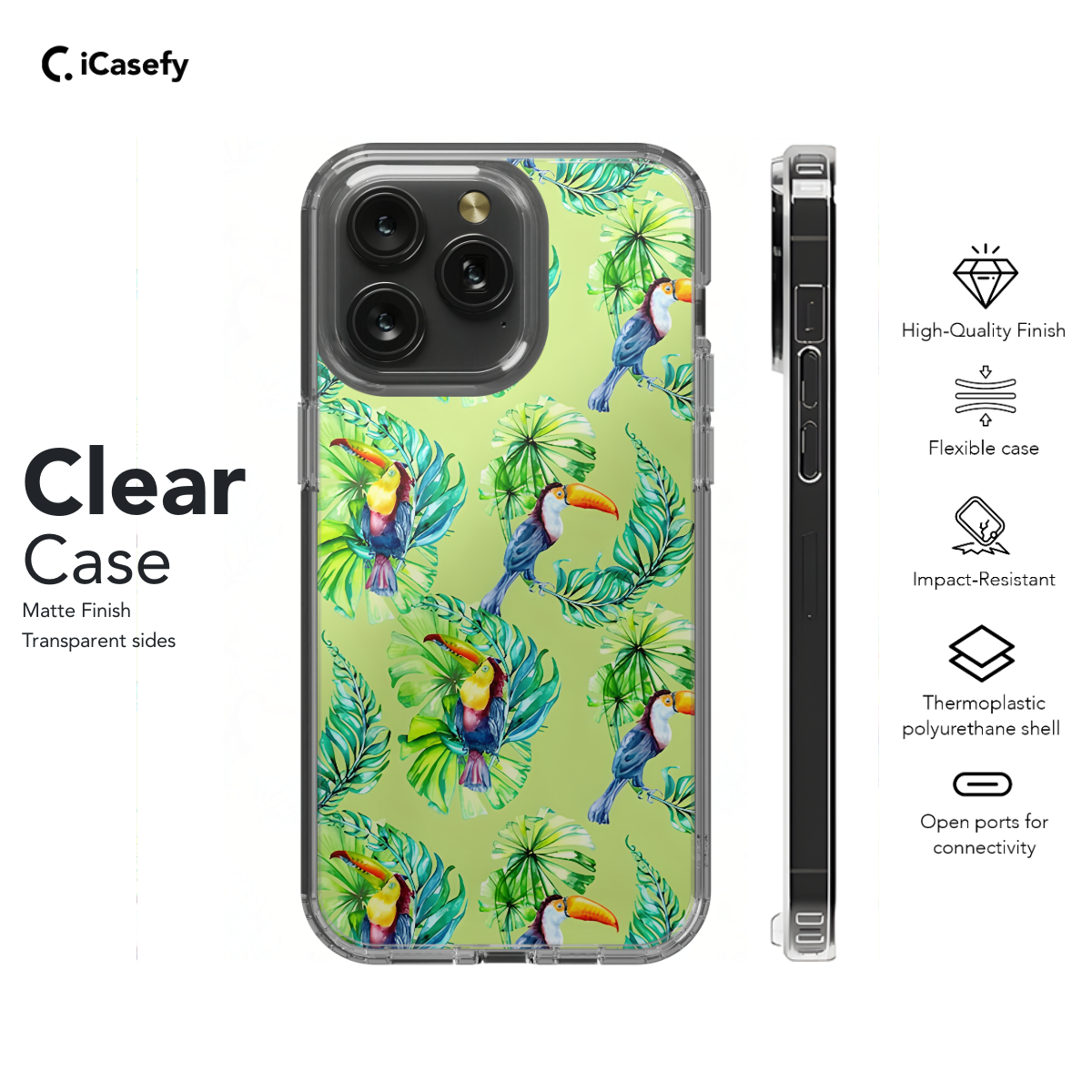 Seamless Green Leaf Bird Toucan Phone Case iPhone Samsung Cover Pixel 1058 - Image 7