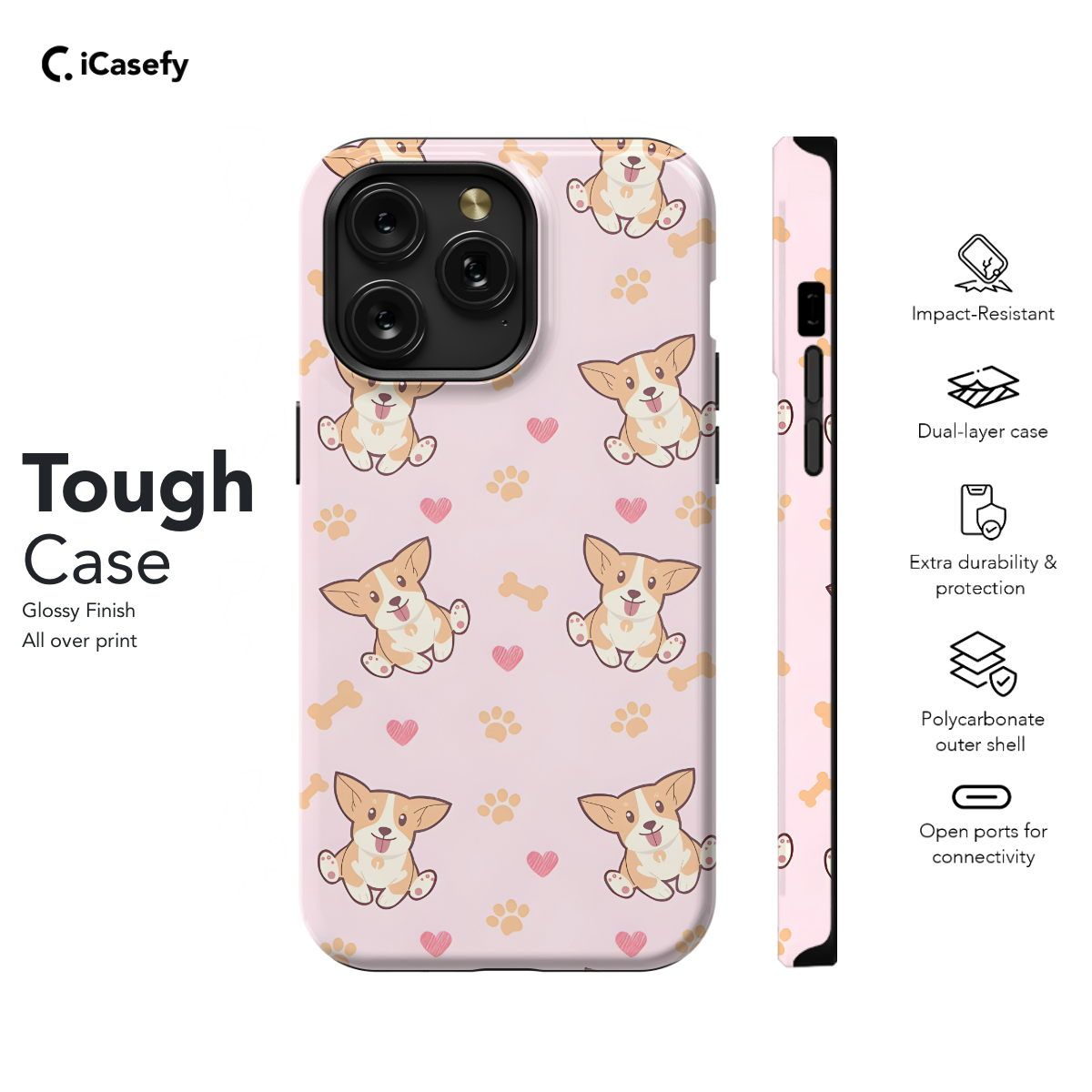 Seamless Lovely Pink Corgi Dog Phone Case iPhone Samsung Pixel & More 211 - Image 5