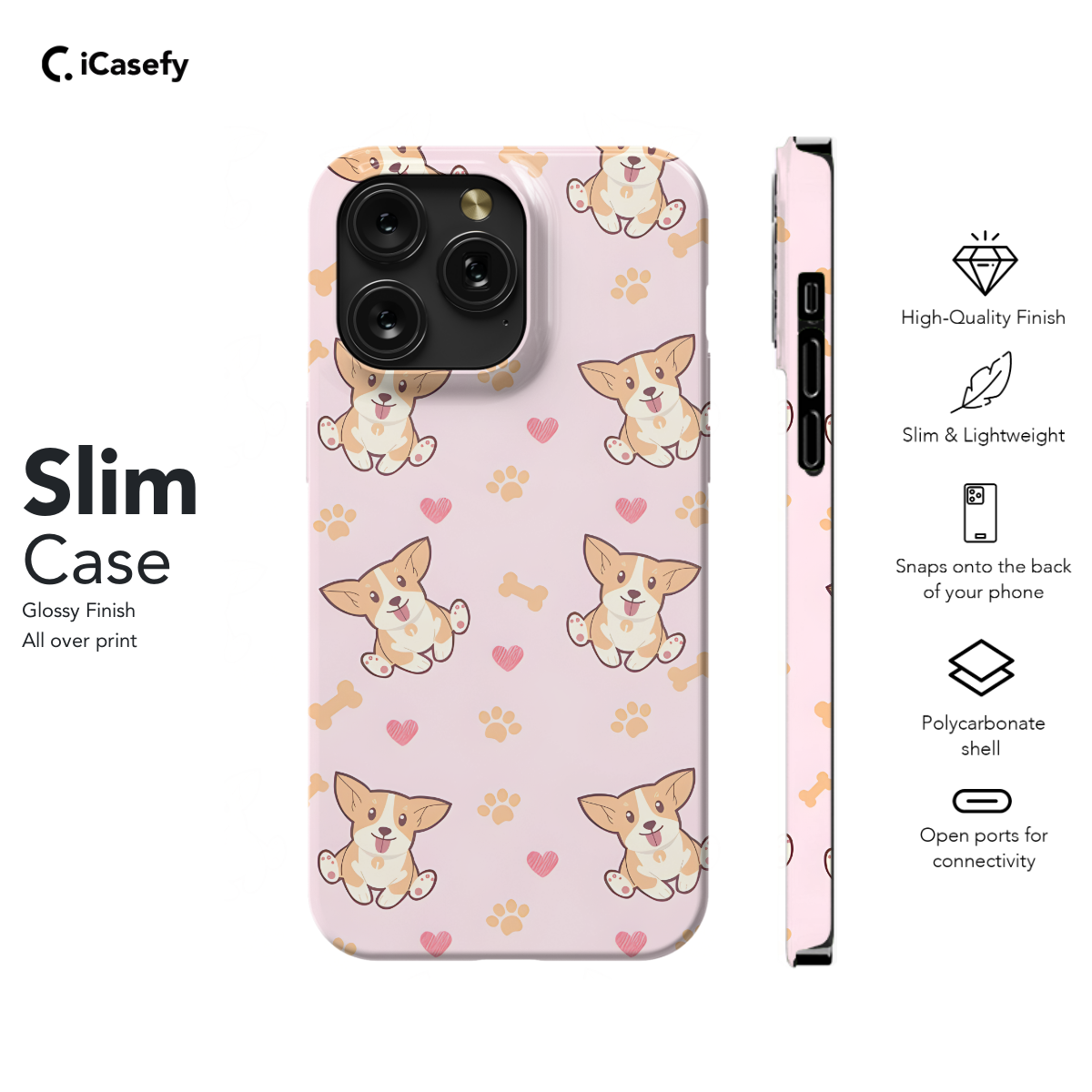 Seamless Lovely Pink Corgi Dog Phone Case iPhone Samsung Pixel & More 211 - Image 6