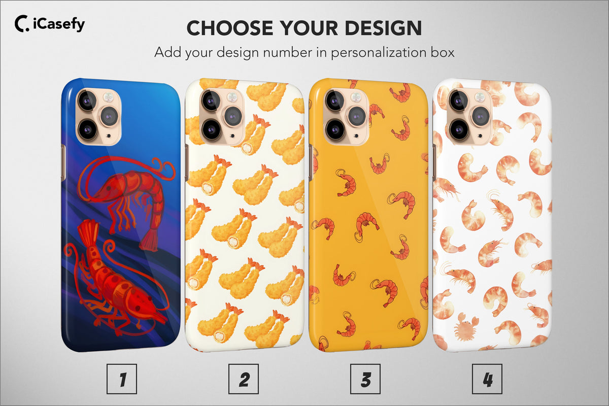 Seamless Pattern Shrimp Phone Case Sea Fish Cover - Image 1