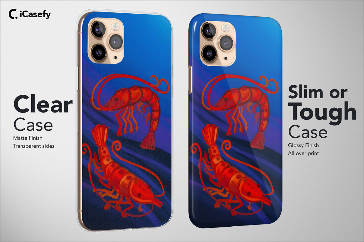 Seamless Pattern Shrimp Phone Case Sea Fish Cover - Image 2