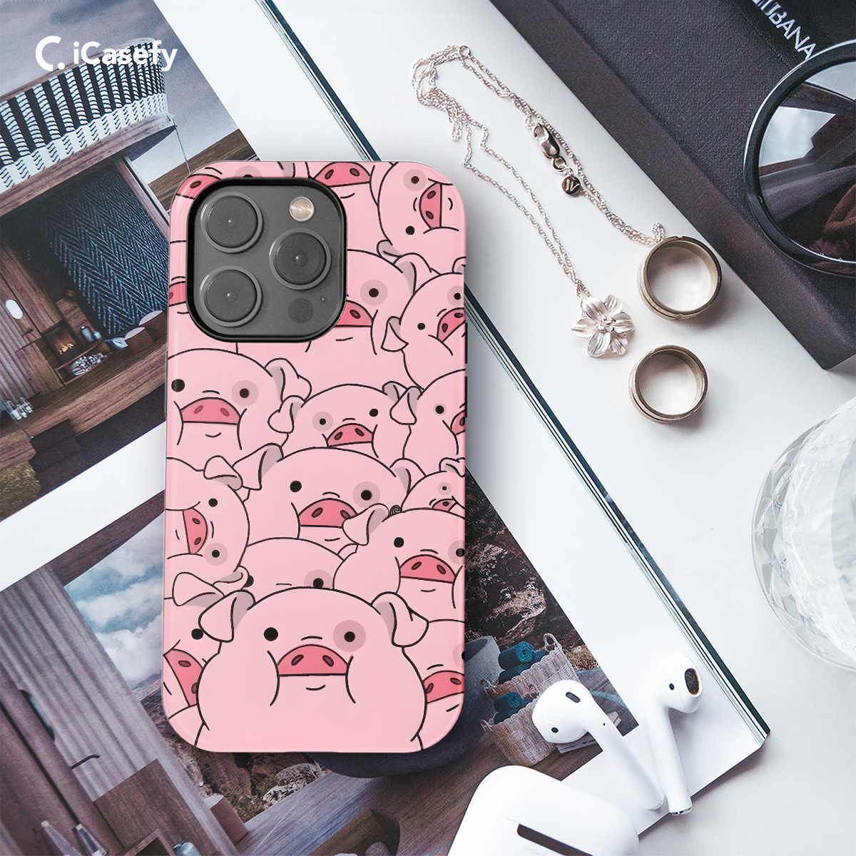 Seamless Pink Pigs Phone Case iPhone Samsung Pixel & More 337 - Image 3