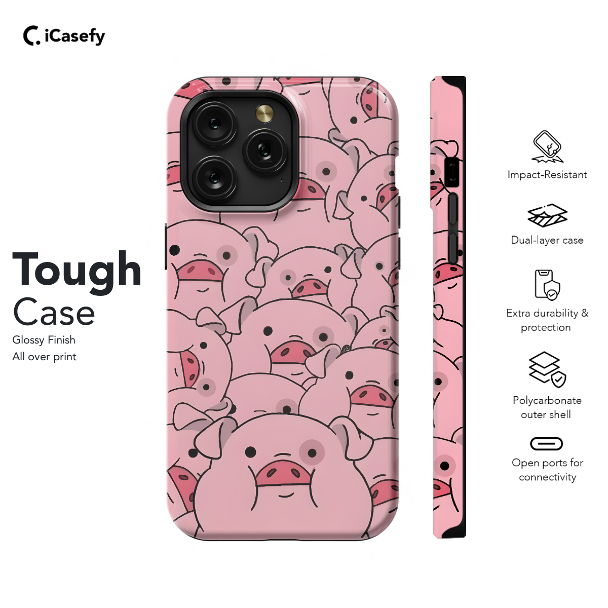 Seamless Pink Pigs Phone Case iPhone Samsung Pixel & More 337 - Image 5