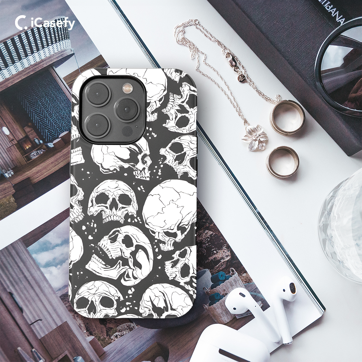 Seamless Skulls Phone Case iPhone Samsung Cover Pixel 1283 - Image 3