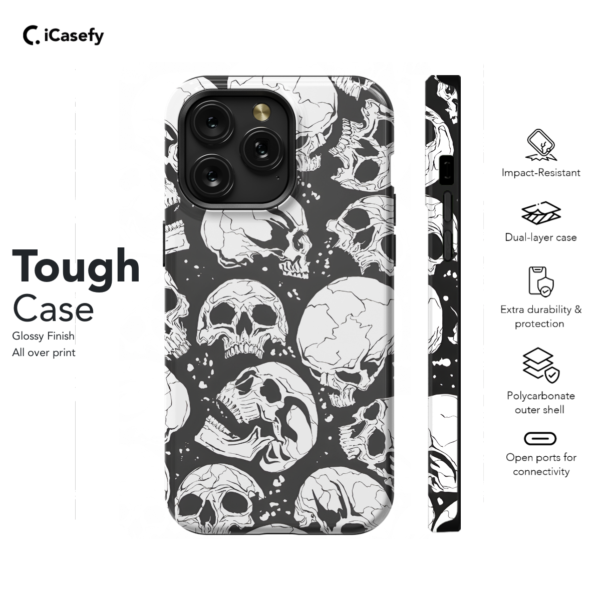 Seamless Skulls Phone Case iPhone Samsung Cover Pixel 1283 - Image 5