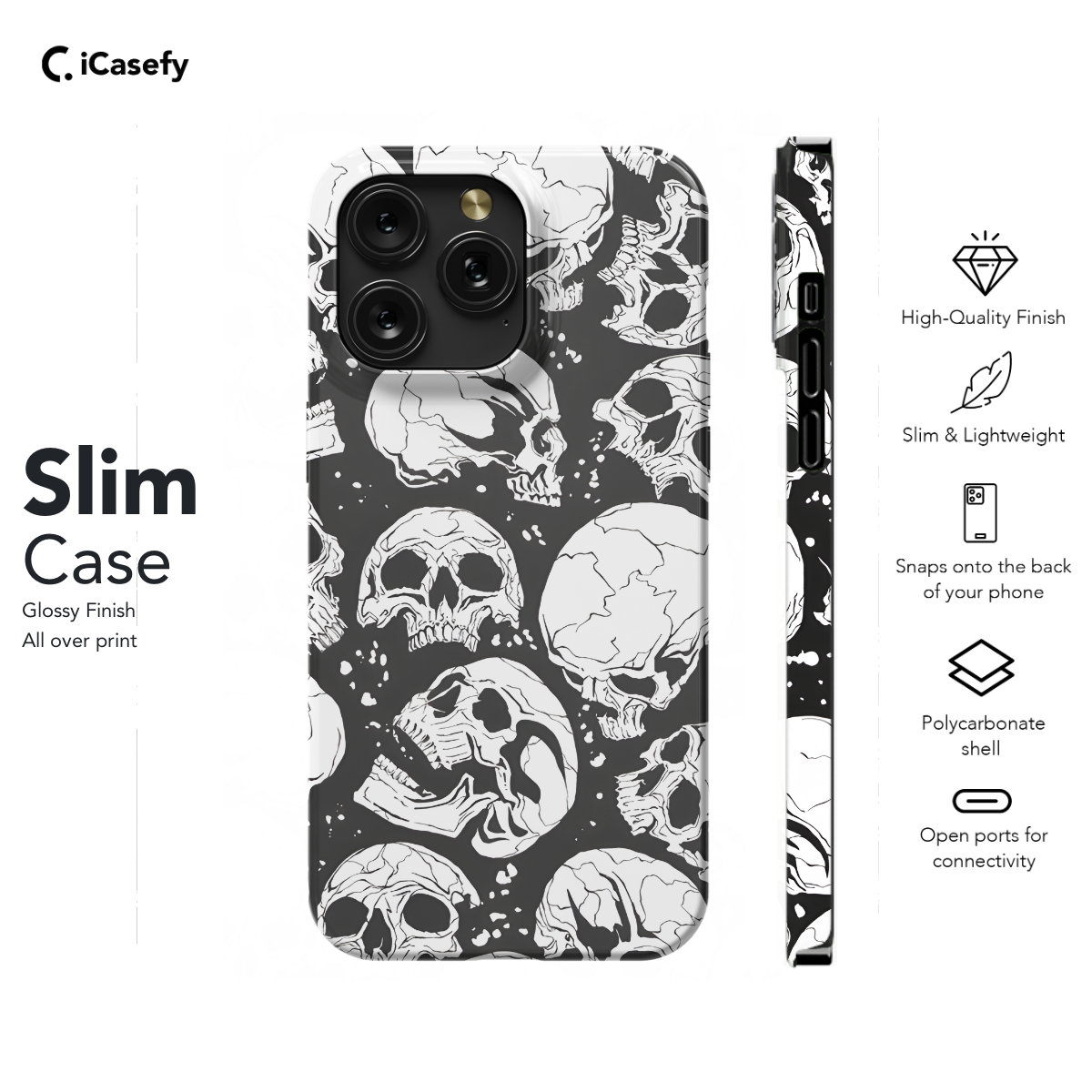 Seamless Skulls Phone Case iPhone Samsung Cover Pixel 1283 - Image 6