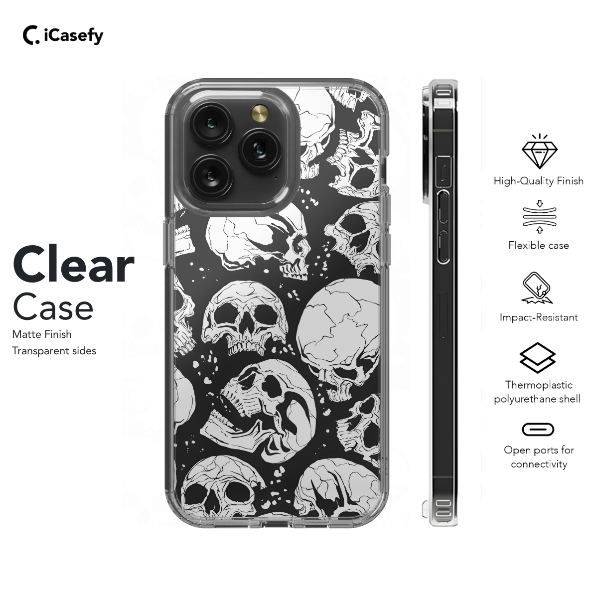 Seamless Skulls Phone Case iPhone Samsung Cover Pixel 1283 - Image 7