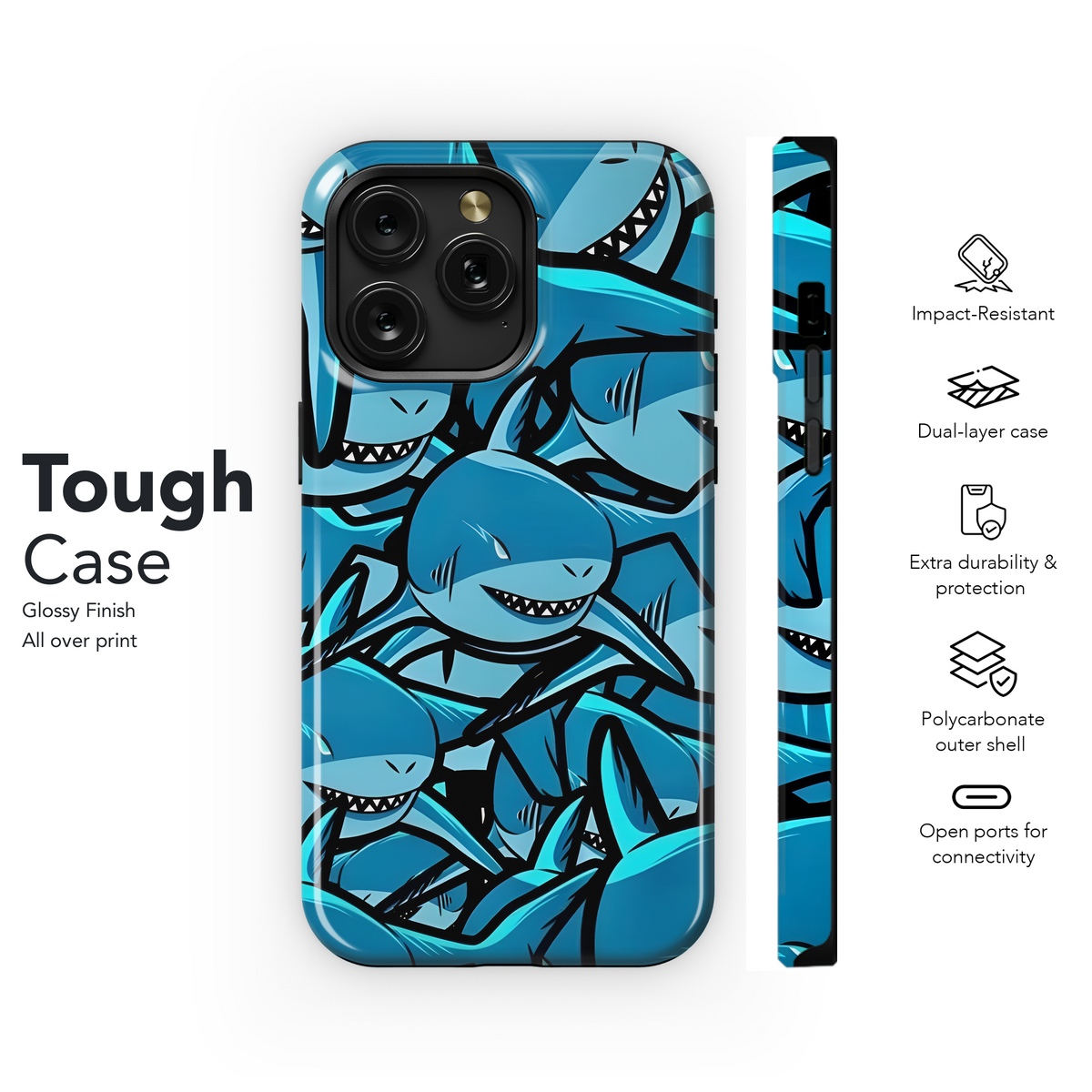 Shark Attack Frenzy
 Phone Case iPhone Samsung Cover Pixel 4278 - Image 6