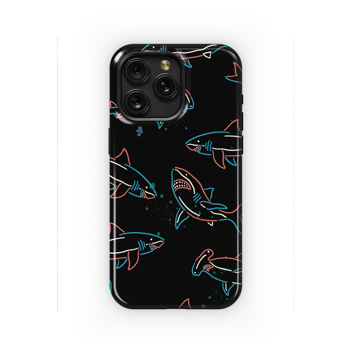 Shark Neon Pattern Phone Case iPhone Samsung Cover Pixel 2369 - Image 1