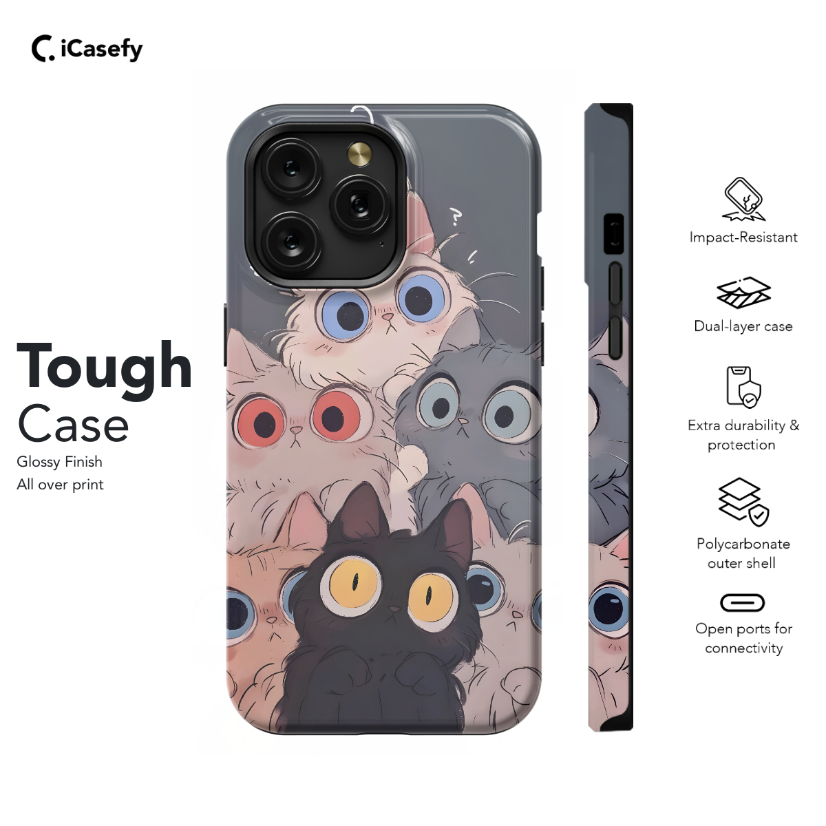 Silly Cat Drawing Phone Case iPhone Samsung Cover Pixel 1621 - Image 5