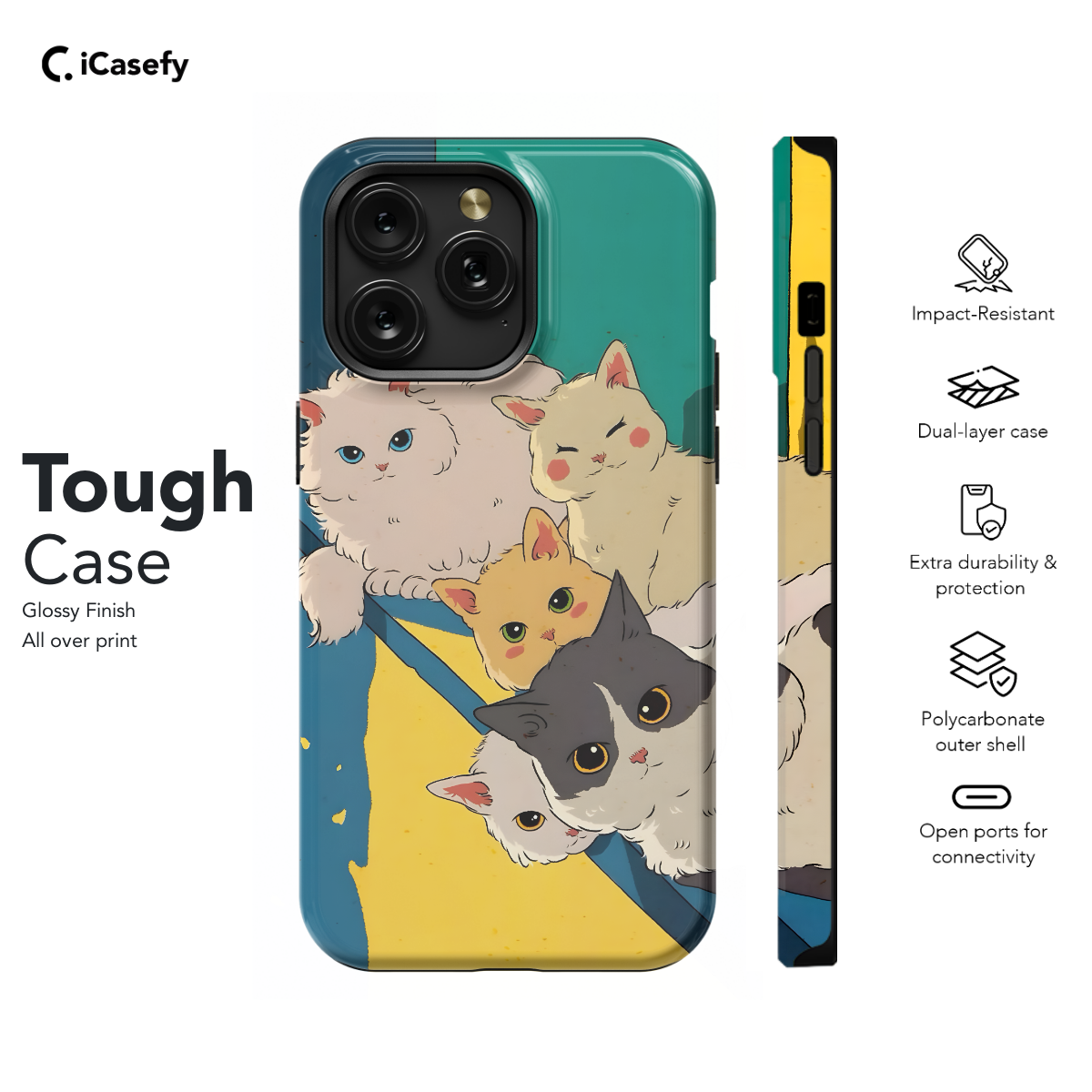 Silly Cat Drawing Phone Case iPhone Samsung Cover Pixel 1622 - Image 5