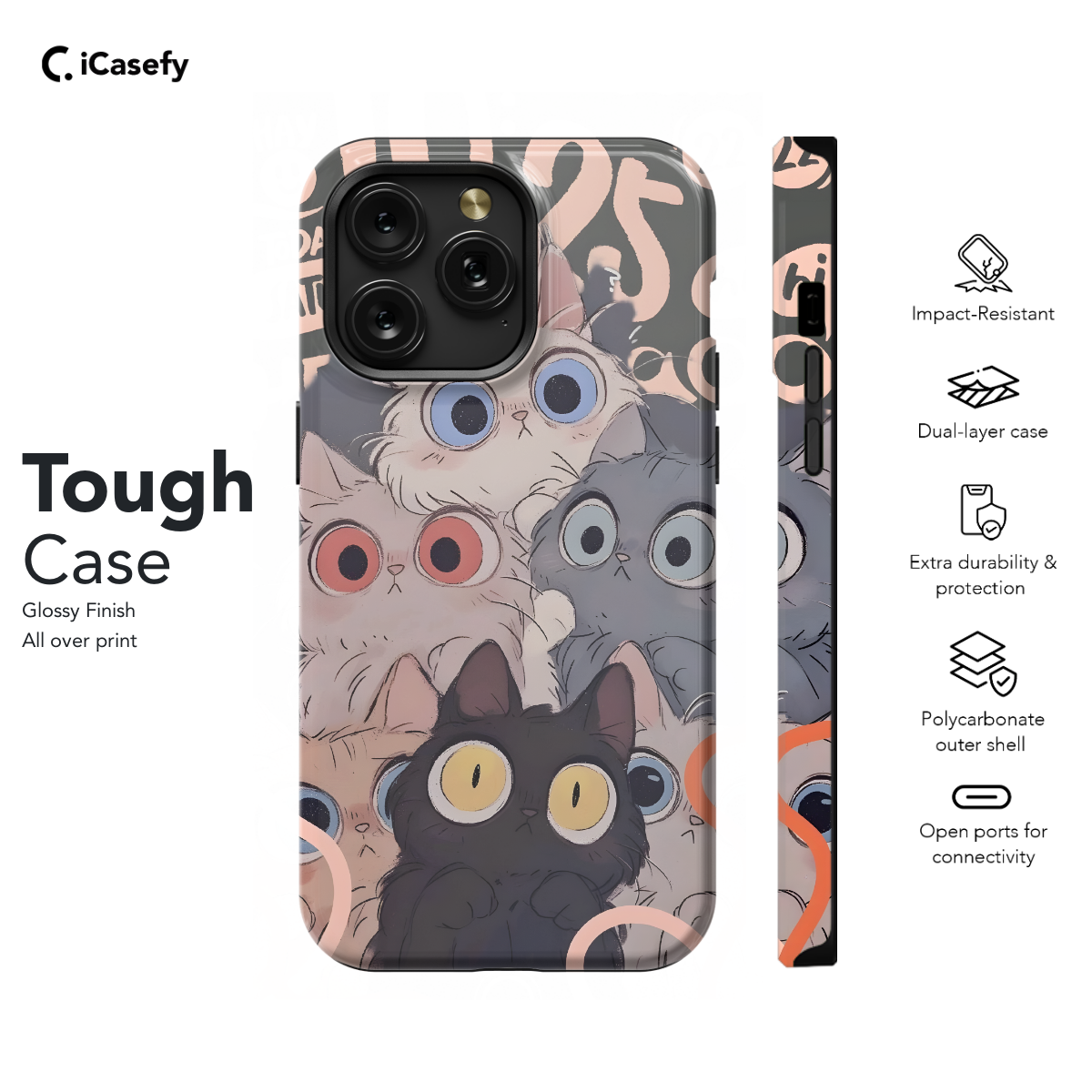 Silly Cat Drawing Phone Case iPhone Samsung Cover Pixel 1623 - Image 5